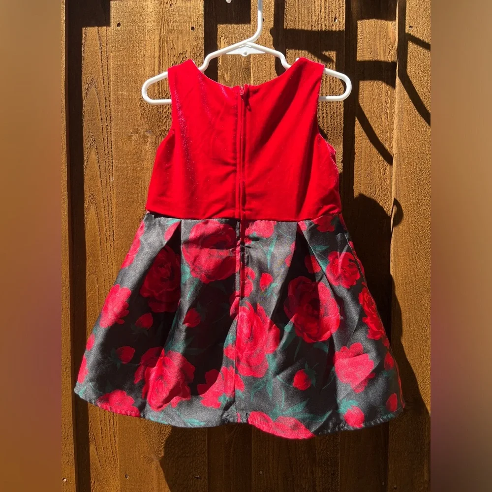 The Children’s Place Toddler Girls Floral Velour Party Dress Red Size 3T NWT